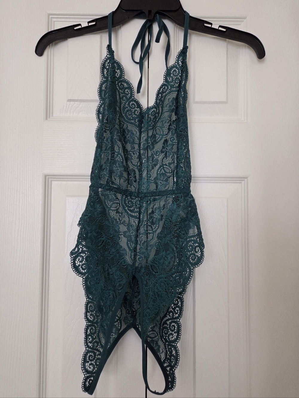 SHEIN Teal Green Lace Halter Teddy